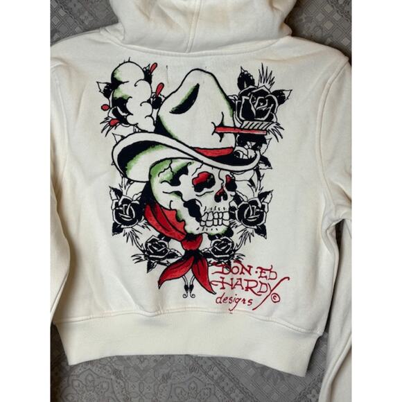 NWT Ed Hardy Cropped Zipper Sweatshirt Women's L Cute Iconic Brand Graphic - Picture 5 of 5